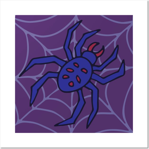 CREEPY POISONOUS SPIDER IN WEB Purple Blue Red from my Cabinet of Curiosities - UnBlink Studio by Jackie Tahara Wall Art by UnBlink Studio by Jackie Tahara